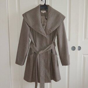 Merona Taupe Wool Blend Belted Coat